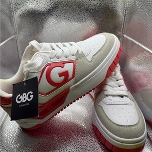 GBG Los Angeles White and Red Logo Sneakers